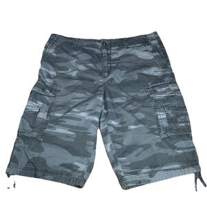 Union Bay Shorts Men's 40 Gray Camo Baggy 14" Cargo Paratrooper Utility Outdoor